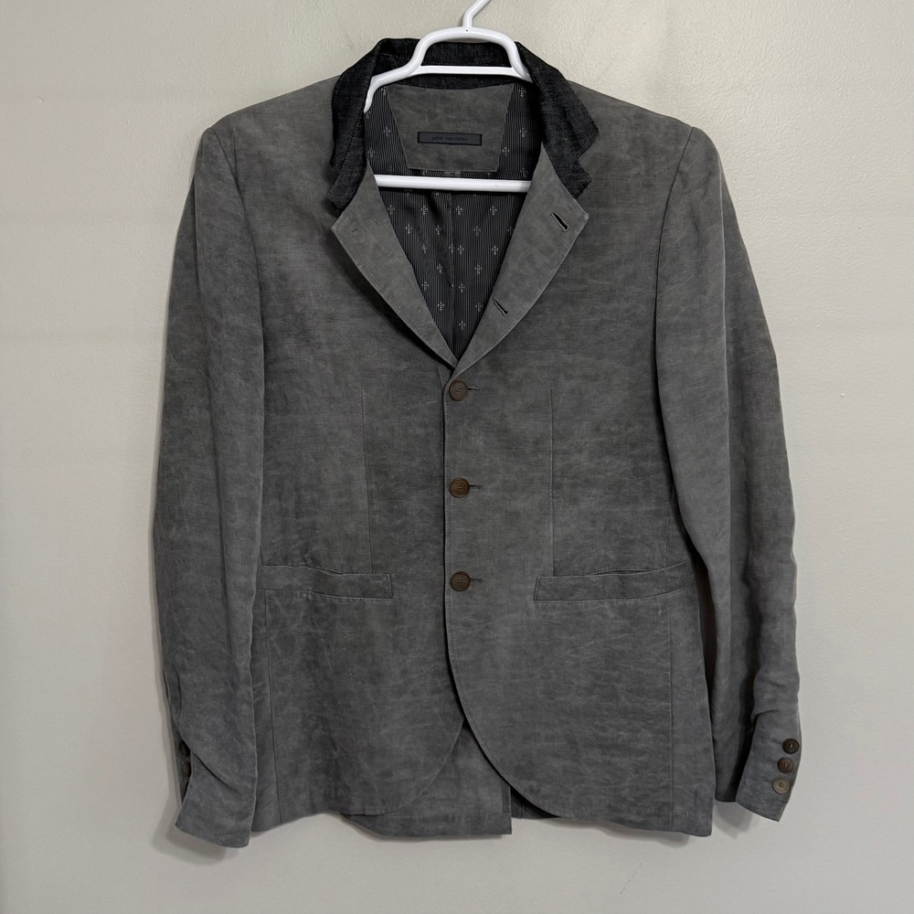 John Varvatos Mens 38R (48 EU) Gray Linen Viscose 3-Button Blazer Sport Coat - Picture 2 of 11